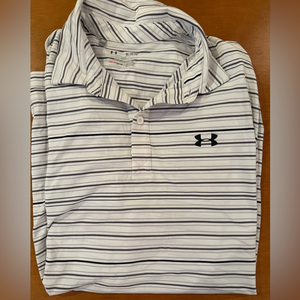 Under Armour Black and White Polo Shirt Athletic Performance